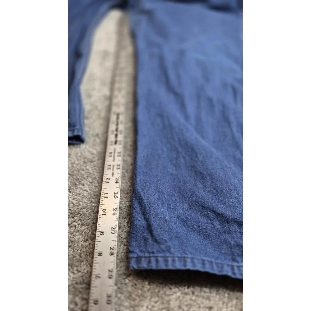 Red Kap Bib Overalls Men's 46x30 Blue Carpenter‎ Button Fly Dark Wash Denim Work